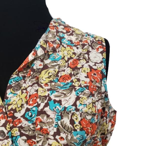 Two by Vince Camuto Floral Sleeveless Blouse M - Picture 6 of 9